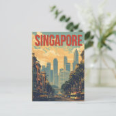 Singaporese stads- retro skyline briefkaart (Staand voorkant)