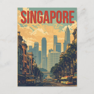 Singaporese stads- retro skyline briefkaart