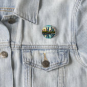 Singaporese stads-skyline moderne reis souvenir ronde button 3,2 cm (In situ)
