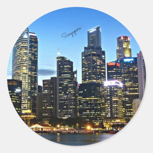 Singaporese stadsgezicht ronde sticker (Voorkant)