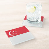 Singaporese vlag glazen onderzetter (Schuin)