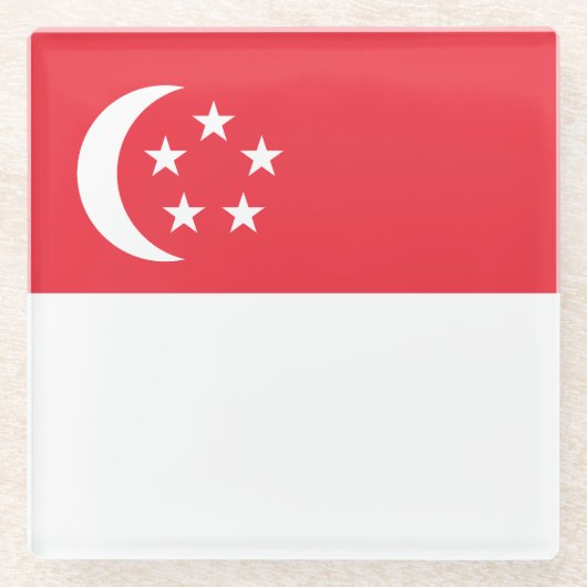 Singaporese vlag glazen onderzetter (Voorkant)