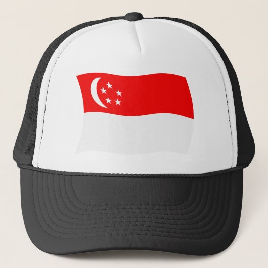 Singaporese Vlag Hoed Trucker Pet (Voorkant)