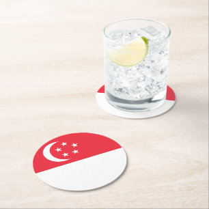 Singaporese vlag ronde kartonnen onderzetter