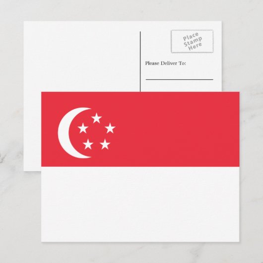 Singaporese vlag, vlag van Singapore Briefkaart (Voorkant / Achterkant)