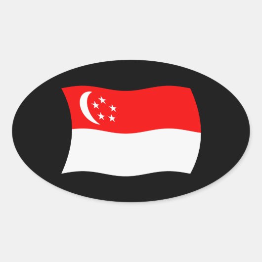 Singaporese Vlagsticker Ovale Sticker (Voorkant)
