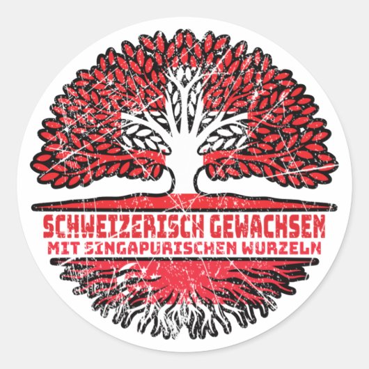 Singapur Singapurisch Schweizer Schweiz Baum Ronde Sticker (Voorkant)