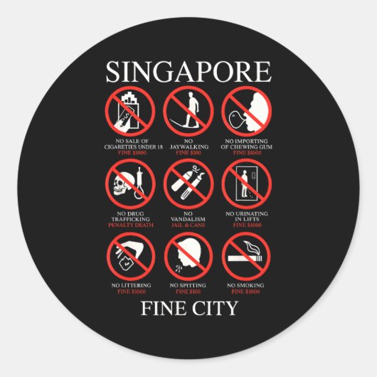 Singare Fine City Funny Rules Ronde Sticker (Voorkant)