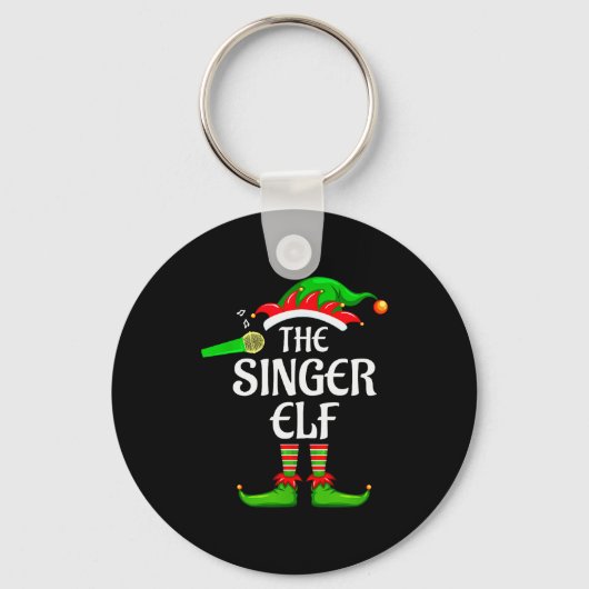 Singer Elf Matching Family Group Christmas Party P Sleutelhanger (Voorkant)