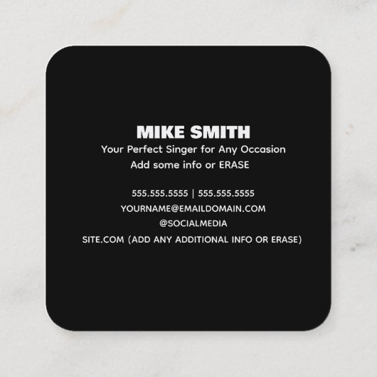 Singer Event Vierkante Visitekaartje (Achterkant)