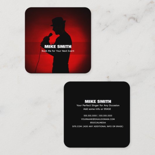 Singer Event Vierkante Visitekaartje (Voorkant / Achterkant)