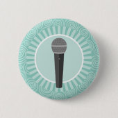 Singer Fun Turquoise Swirl Singer Ronde Button 5,7 Cm (Voorkant)