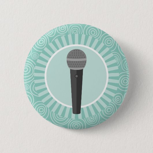 Singer Fun Turquoise Swirl Singer Ronde Button 5,7 Cm (Voorkant)