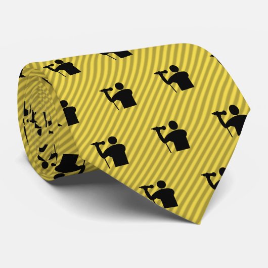 Singer - Guy op Microphone - Muziekthema op Stripe Stropdas (Opgerold)