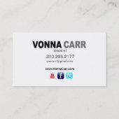 Singer Headshot voor Vocalist Musician Visitekaartje (Achterkant)