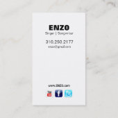 Singer Headshot voor Vocalist Musician Visitekaartje (Achterkant)