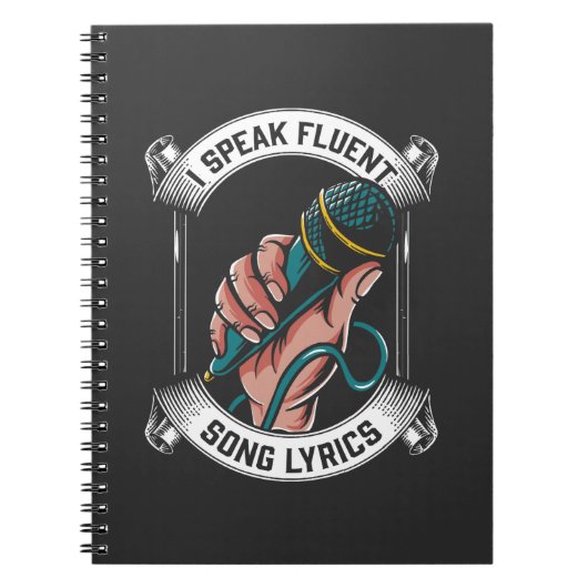 Singer Microphone Fluent Song Lyrics Karaoke Lover Notitieboek (Voorkant)