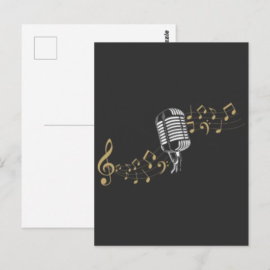 Singer Microphone Musical Notes Karaoke lover Briefkaart (Voorkant / Achterkant)