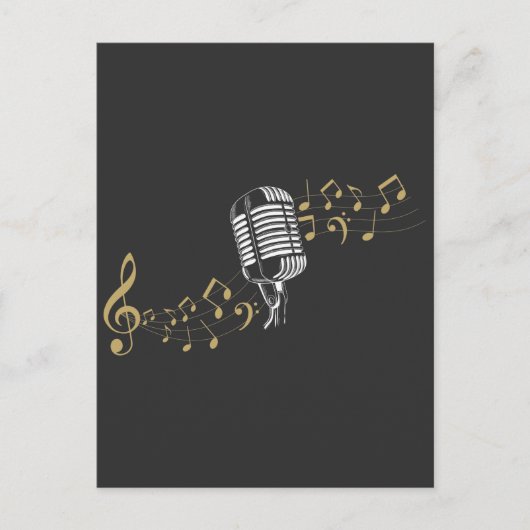 Singer Microphone Musical Notes Karaoke lover Briefkaart (Voorkant)