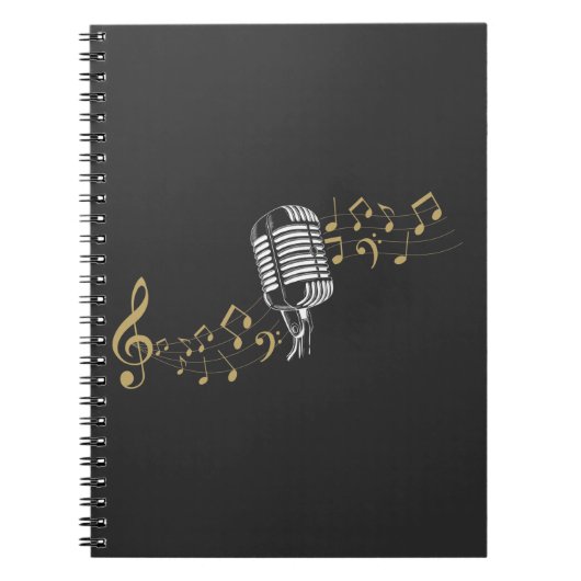 Singer Microphone Musical Notes Karaoke lover Notitieboek (Voorkant)
