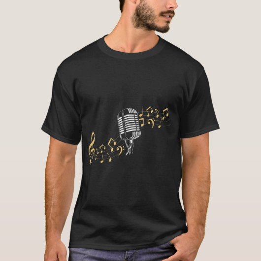 Singer Microphone Musical Notes Karaoke lover T-shirt (Voorkant)