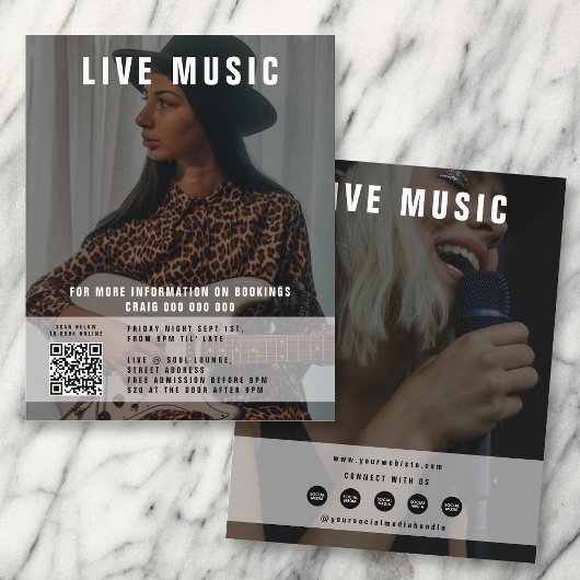 Singer Musician 2 Foto Sociale Media Promotie Flyer