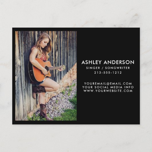 Singer Musician Foto Promo Kaart - Briefkaart Groo (Achterkant)