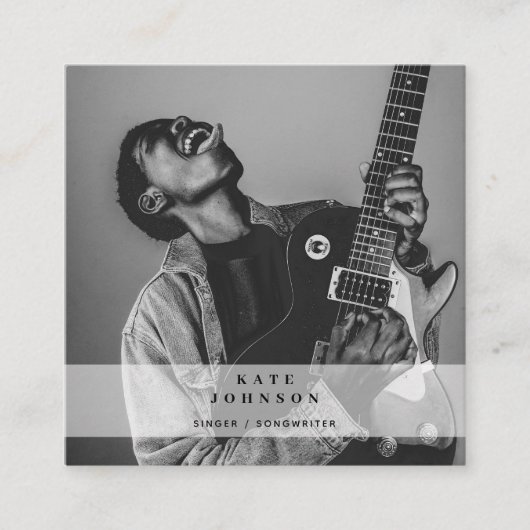 Singer Musician Foto Social Media QR Code Vierkante Visitekaartje (Voorkant)