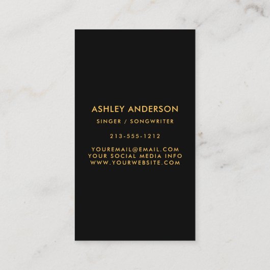 Singer Musician Full Photo Promo Gold Visitekaartje (Achterkant)