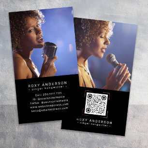 Singer Musician Modern Black QR Code Visitekaartje