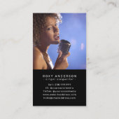 Singer Musician Modern Black QR Code Visitekaartje (Achterkant)