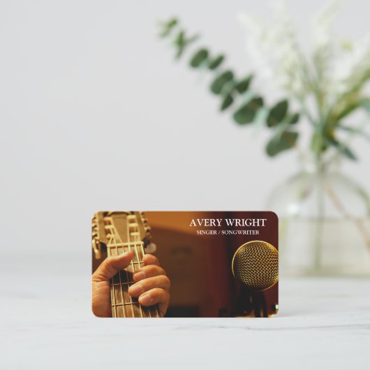 Singer Musician Photo Black & White Modern Music Visitekaartje (Staand voorkant)