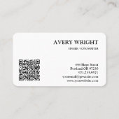 Singer Musician Photo Black & White Modern Music Visitekaartje (Achterkant)