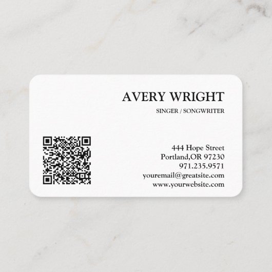 Singer Musician Photo Black & White Modern Music Visitekaartje (Achterkant)