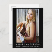 Singer Musician Photo Briefkaart - Black (Voorkant / Achterkant)
