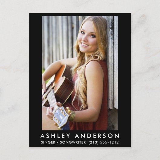 Singer Musician Photo Briefkaart - Black (Voorkant)