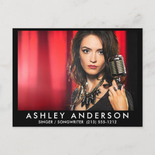 Singer Musician Photo Briefkaart - Black Front