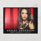 Singer Musician Photo Briefkaart - Black Front (Voorkant)