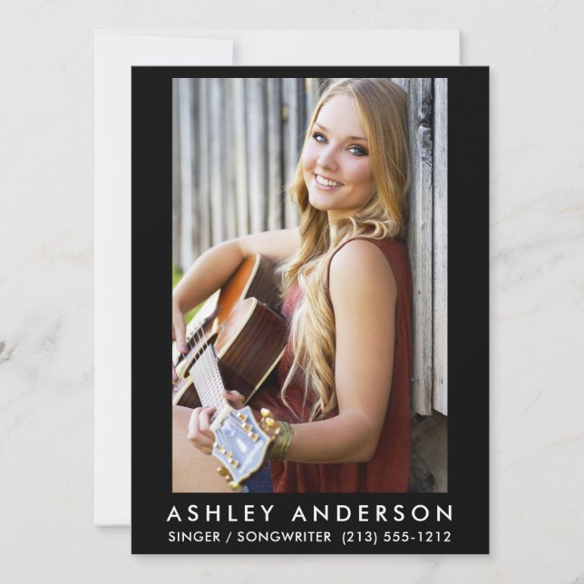 Singer Musician Photo Card Black (Voorkant)