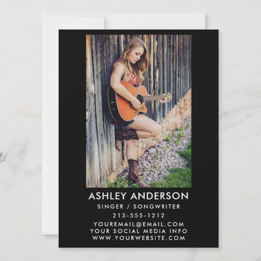 Singer Musician Photo Promo Kaart - Achterfoto (Achterkant)