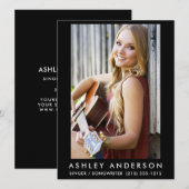 Singer Musician Photo Promo Kaart - Achterste teks (Voorkant / Achterkant)