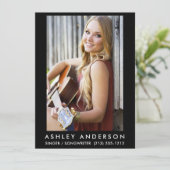 Singer Musician Photo Promo Kaart - Achterste teks (Staand voorkant)