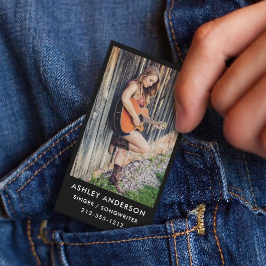 Singer Musician Photo Promo Visitekaartje - Blk