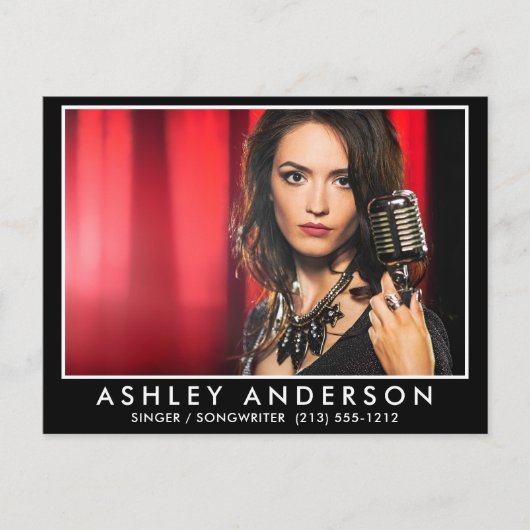 Singer Musician Photo White Lijst Briefkaart (Voorkant)