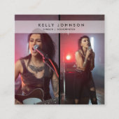 Singer Muzikant Songwriter 2 Foto's QR Code Vierkante Visitekaartje (Voorkant)