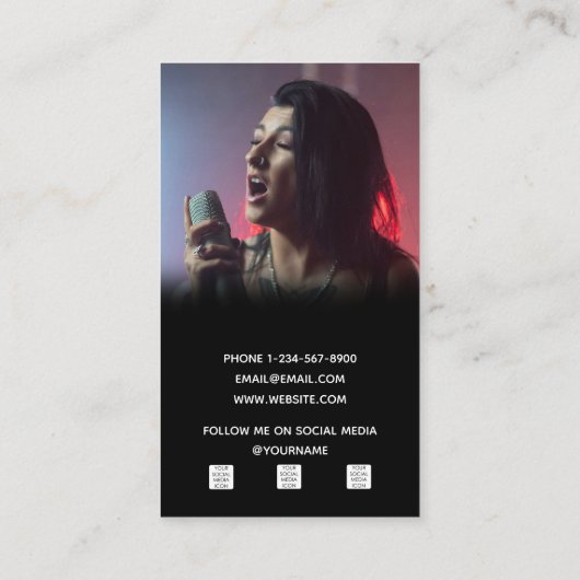 Singer Muzikant Songwriter Band Foto QR Code Visitekaartje (Achterkant)