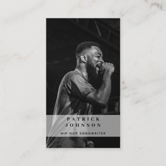 Singer Muzikant Songwriter Foto Hip Hop QR Code Visitekaartje (Voorkant)