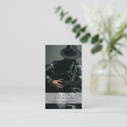 Singer Muzikant Songwriter Fotografie QR Code Visitekaartje (Staand voorkant)