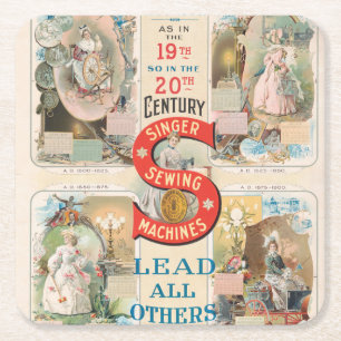 Singer naaimachine advertentie Kartonnen Onderzetters