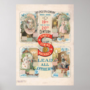 Singer naaimachine advertentie Poster